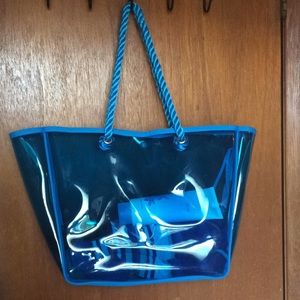 Transparent blue beach tote